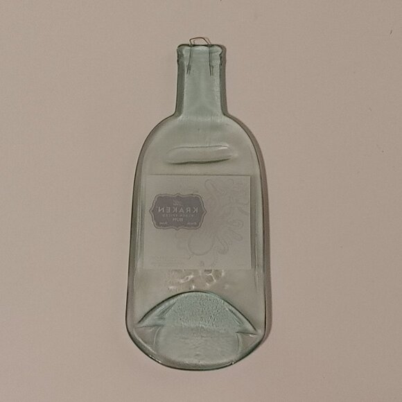 Kraken Black Spiced Rum Clear Glass Bottle Flattened Wall Hanging Trivet Spoon - Picture 3 of 4